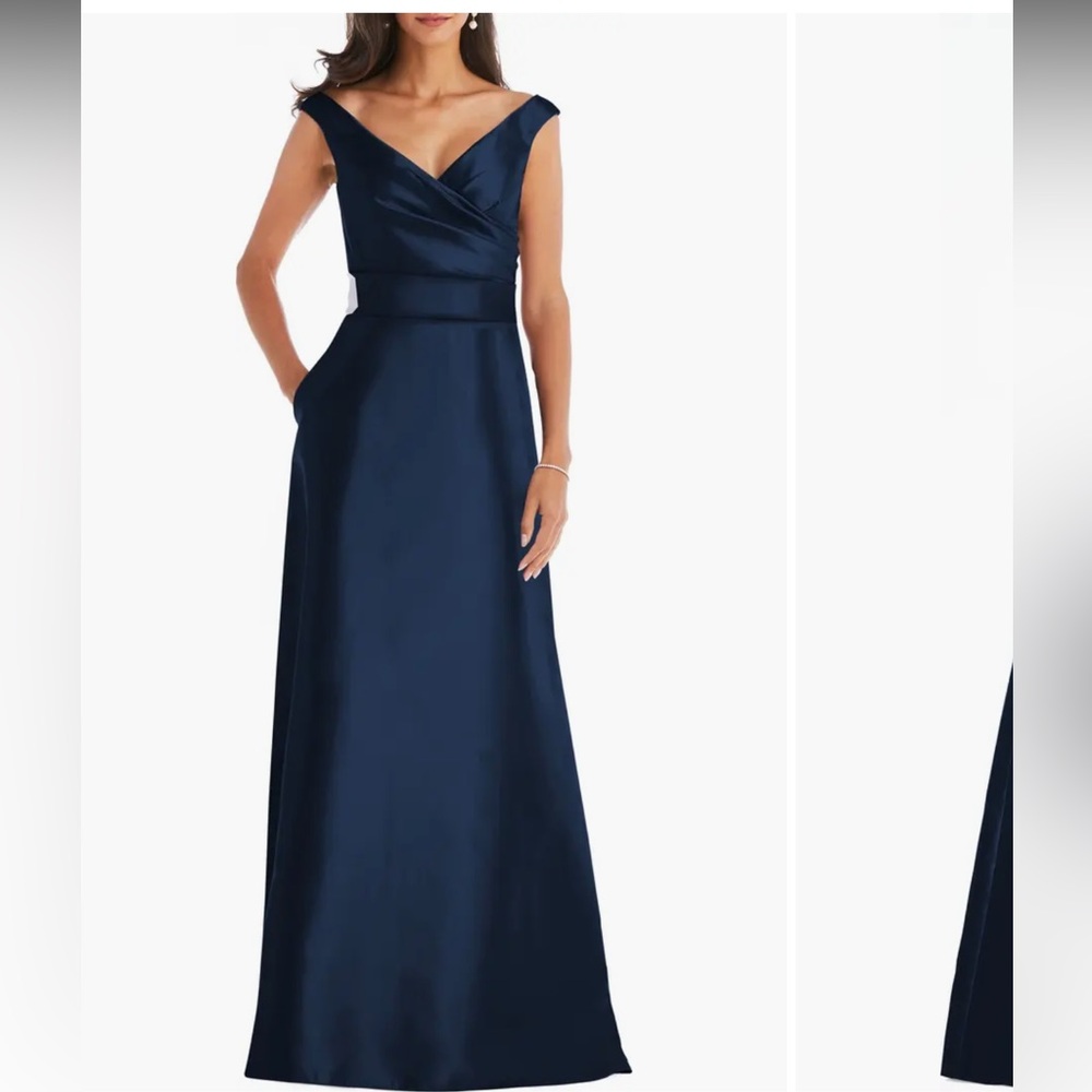 Alfred sung off the shoulder satin gown